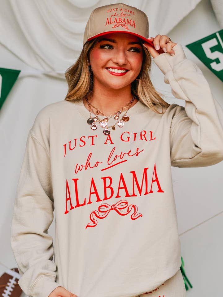 Just a Girl Who Loves Alabama Sweatshirt for wholesale by Southern Bliss Co.