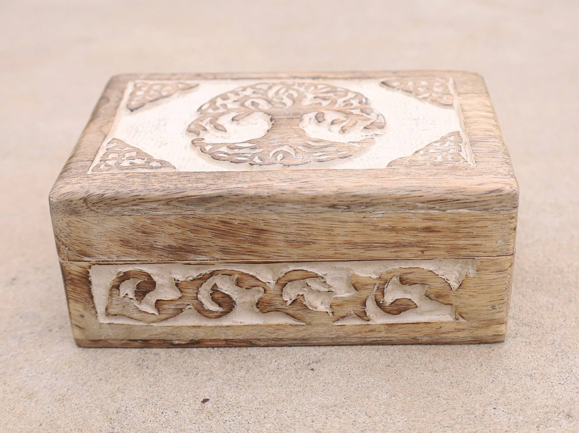 Lungta Imports – wholesale Jewellery box/organiser – Celtic Tree Of Life Hand Carved Jewelry Storage Keepsake Wooden Box10