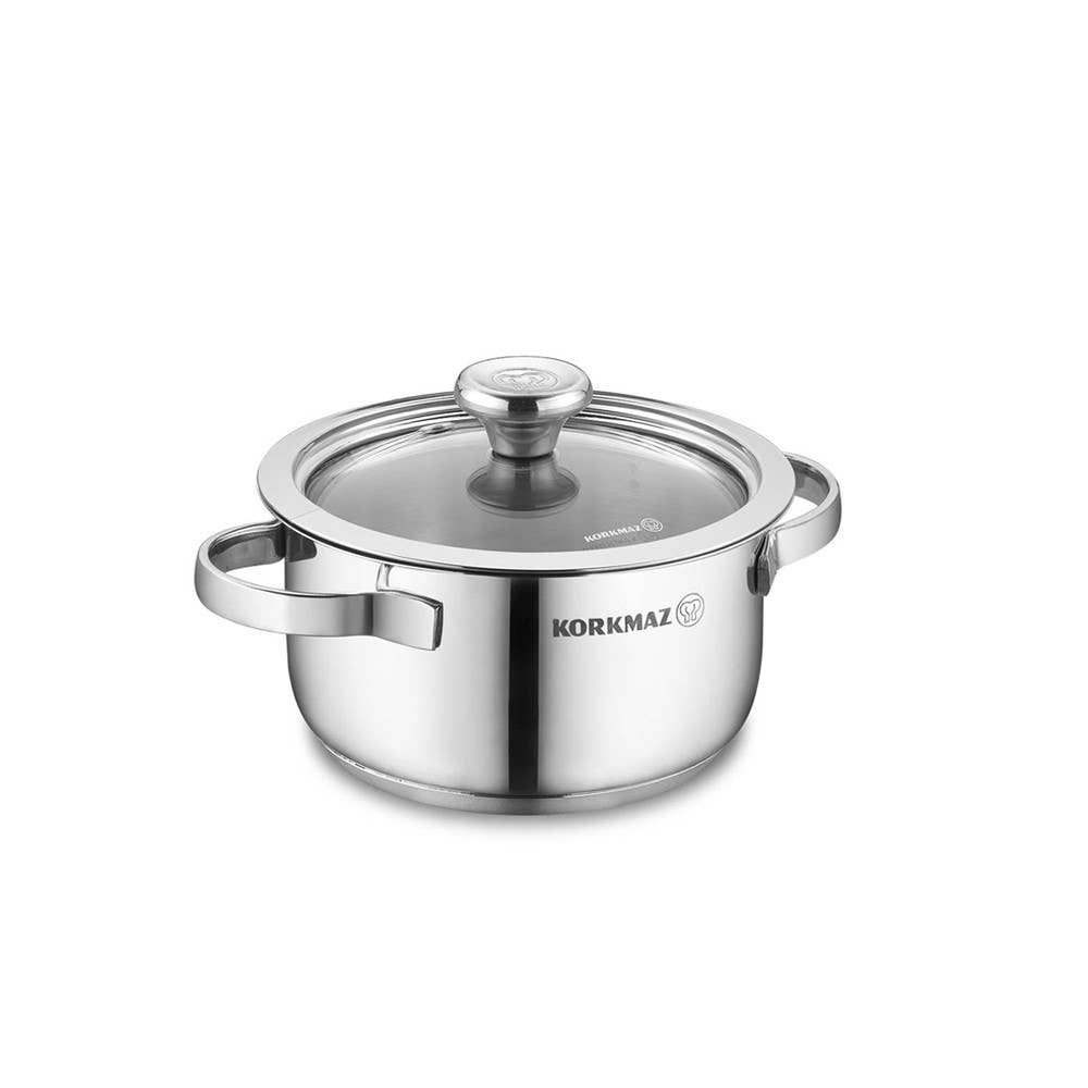 Hakan - Wholesale Cooking Pot - Korkmaz Minika Inox Stainless Steel Casserole Pot, 2 Sizes
