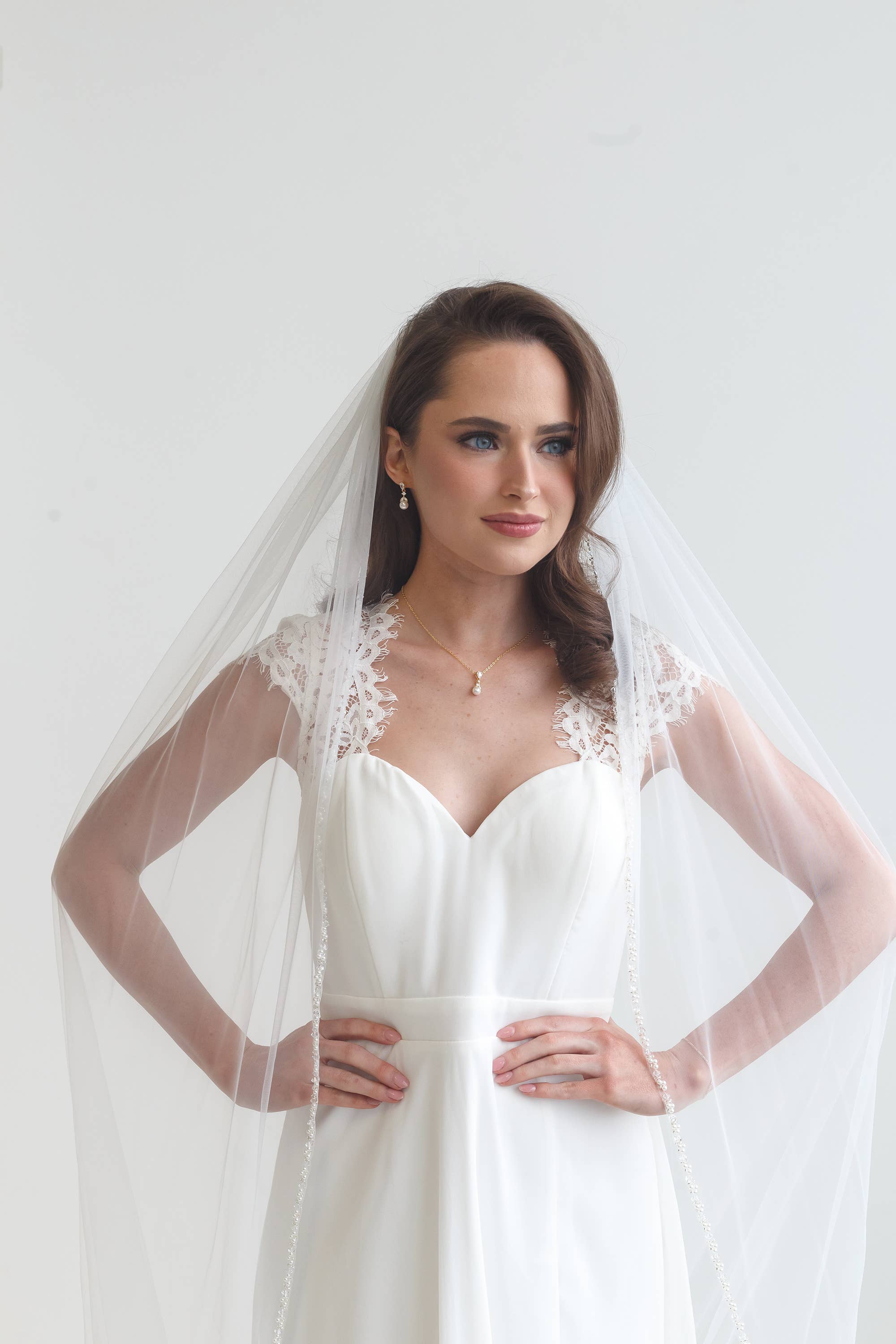 allureweddingjewelry - Wholesale Veil - Women's - Pearl Beaded Edge Wedding Veil1