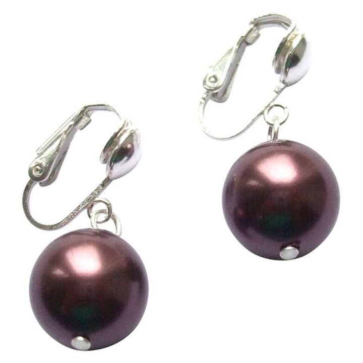 REMOVED BRAND - Wholesale Dangle earrings - Gemshine - ladies - clip on earrings - pearl - Tahiti - brown4