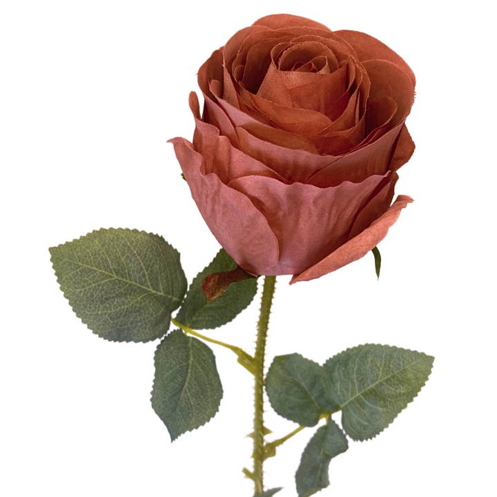 David Christopher's Collection - Wholesale Artificial Flowers - Garden Rose Stem Dusty Rose (27.5" tall 2.75" bloom height)1