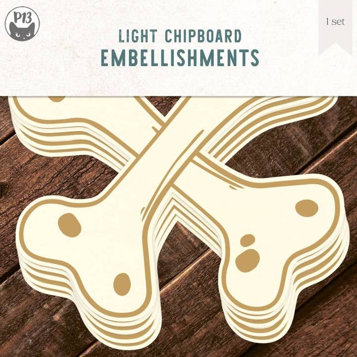 Light Chipboard Banner Happy Halloween - Bones, 6X6", 5Pcs for wholesale by P13