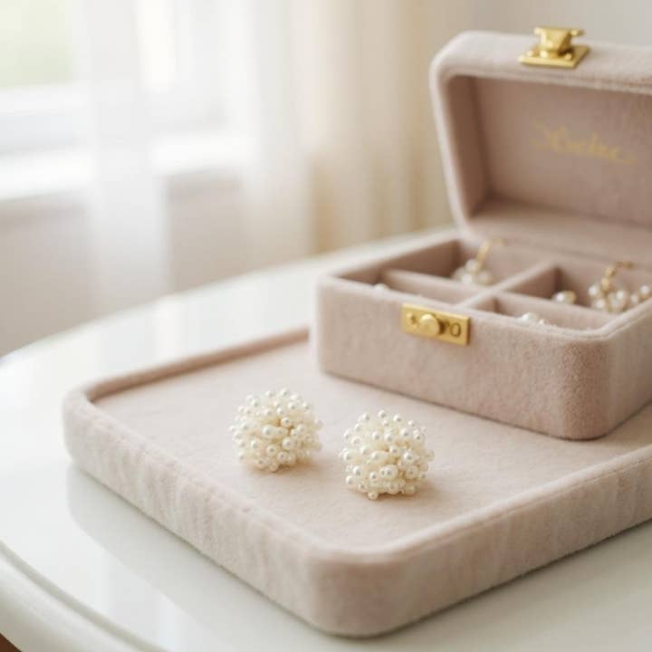 Athena Bridal Jewellery - Wholesale Stud/post earrings - ATHENA COLLECTION - PEARL CLUSTER EARRINGS - CZER873 IVORY5