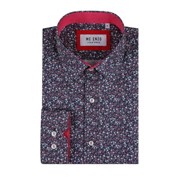 Camisa FLORA corte recto - Azul marinho por atacado de Yves Enzo