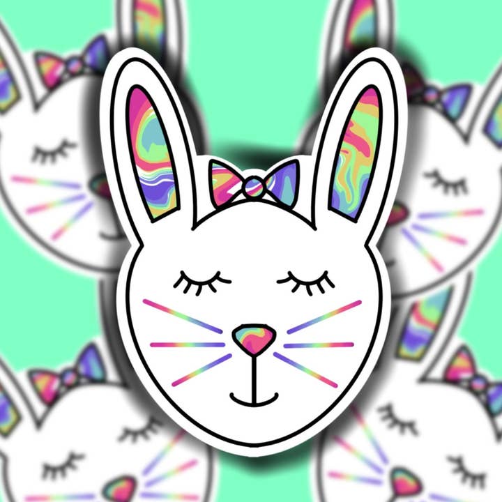 Coniglio di Pasqua (Regolare o Mini) - Adesivo IMPERMEABILE per la vendita all'ingrosso da parte di Buzz Tie Dye Creations