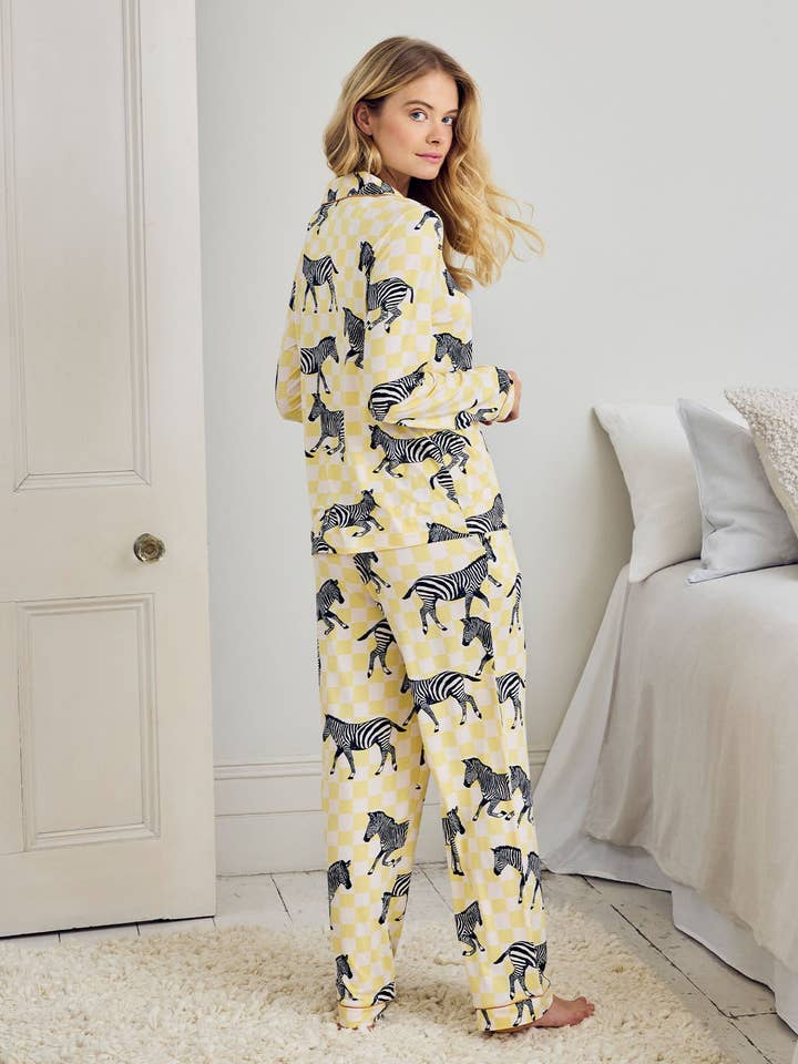 Tall Zebra Checkerboard Print Long Pyjama Set for wholesale by Chelsea Peers