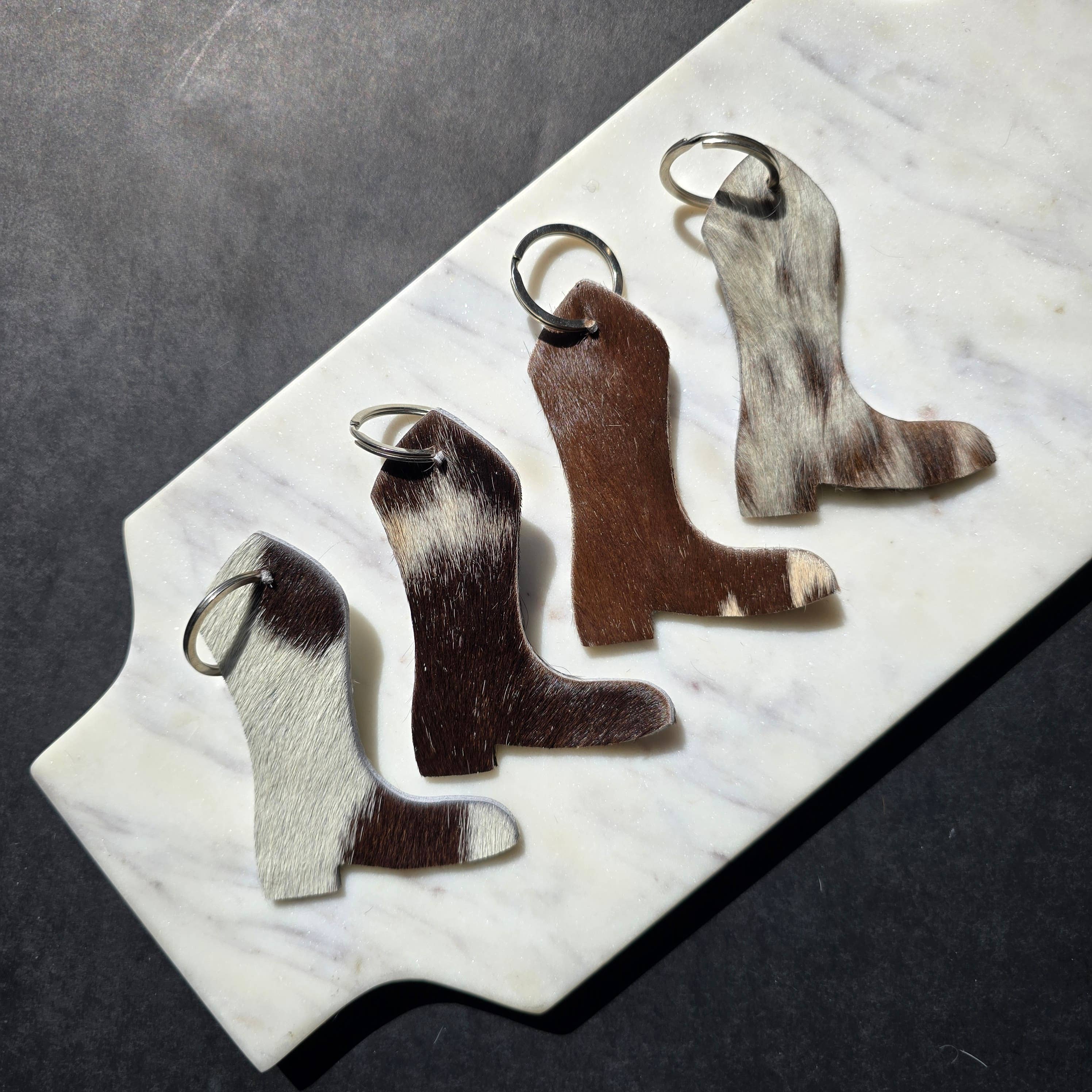 Ranchers Closet - Wholesale Keychain - Women's - 10 pcs. Genuine Cowhide Boot Keychain – Handmade Hair-On9