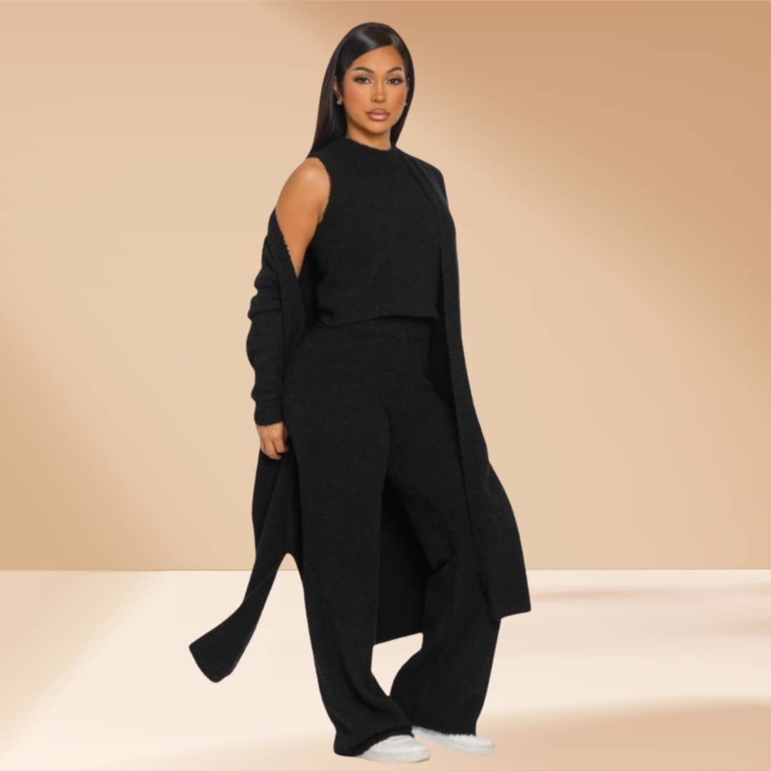 Celystrends - Vente Ensemble de vêtements d'intérieur – femme - Ensemble de 3 pièces Ensemble de détente douillet Teddy comme Skim21