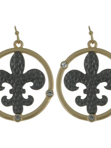 Boucles d'oreilles Fleur de Lis dorées pour la vente par Wear N. E. Wear Jewelry & Gift Co, LLC