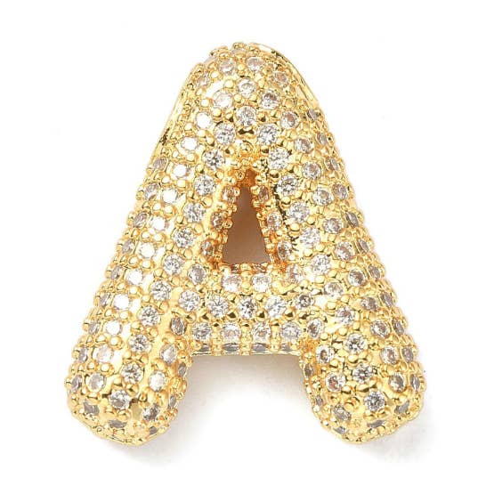 Goldener Schieberegler Strass Blasen Initialen-Anhänger für den Großhandel von The Charm Bar Company