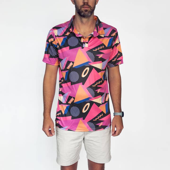 Hovi Retro Electro Men's Golf Shirt for wholesale by Hovi Dry Goods