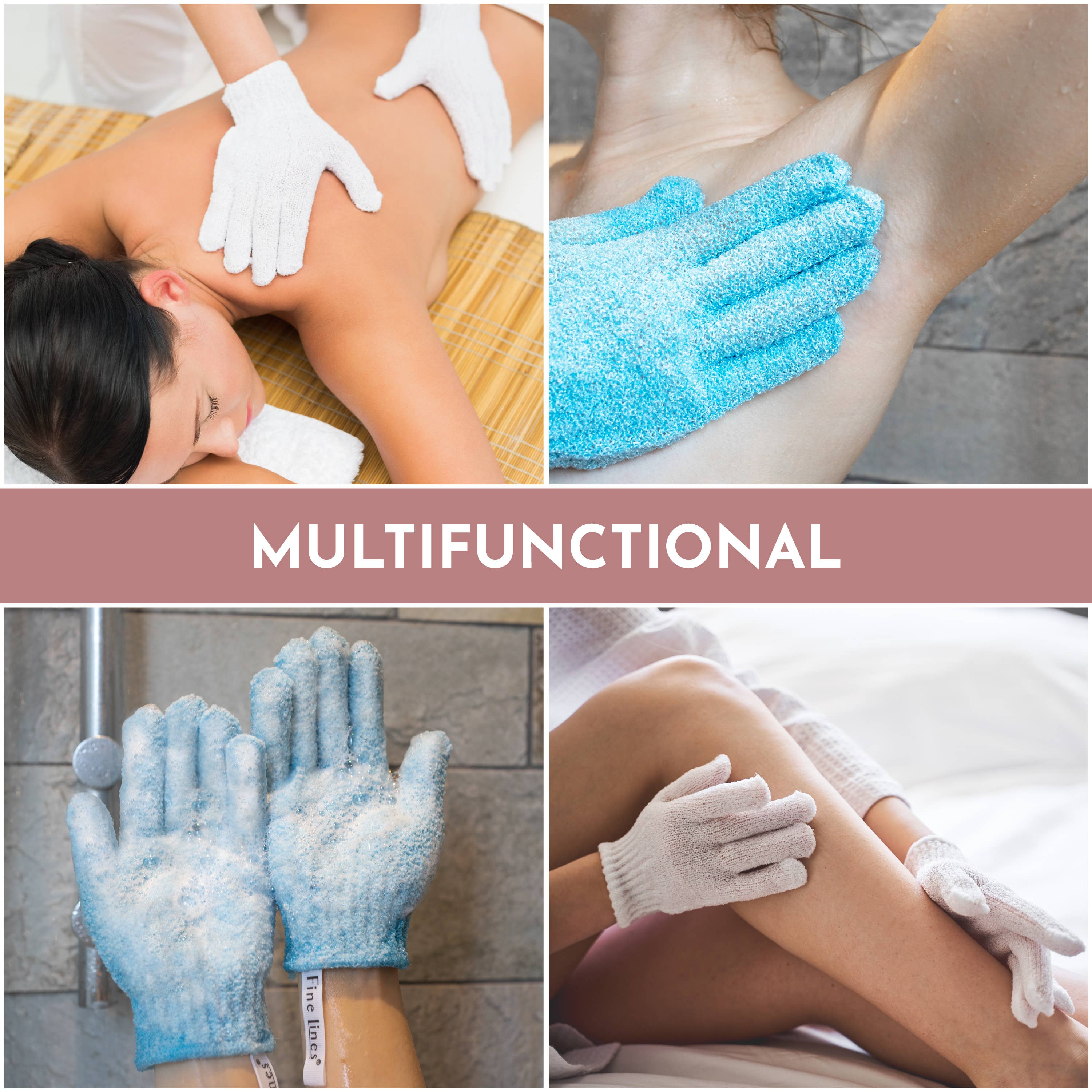 Fine Lines (UK) Ltd – wholesale Exfoliating gloves/mitts – Exfoliating Gloves - White4