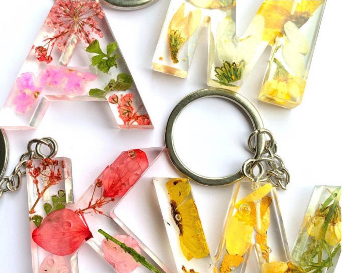 Gifts By Nathalie Lane - Wholesale Keychain - Women's - Letter Keychain with flowers1