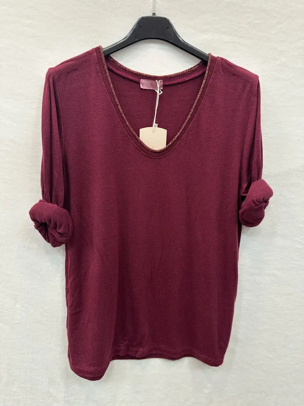 Mimi & Gogo - Wholesale Knit Top - Women's - Fine Knit Top With Lurex Collar @5611_HColLux2