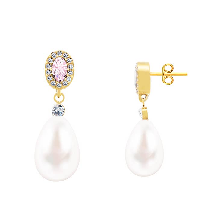 AMORINO SRL - Wholesale Dangle Earrings - DANGLING EARRINGS WITH OVAL ZIRCON AND PEARL11