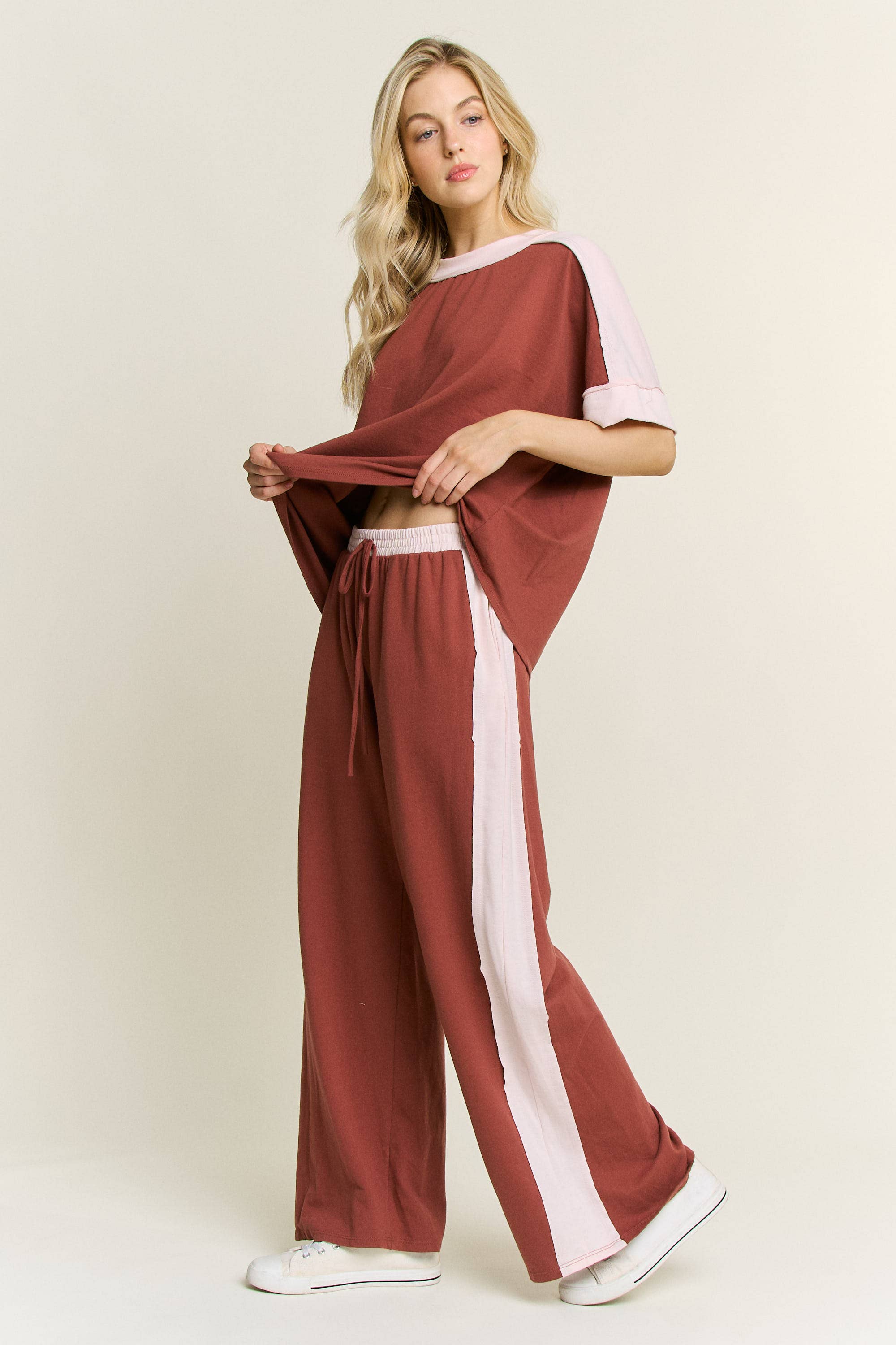 J.Her – Großhandel Lounge-Trainingshose/-Jogginghose – Damen – Gewaschene Kontrast-Seiten-Frühlings-Lounge-Hose HP63755