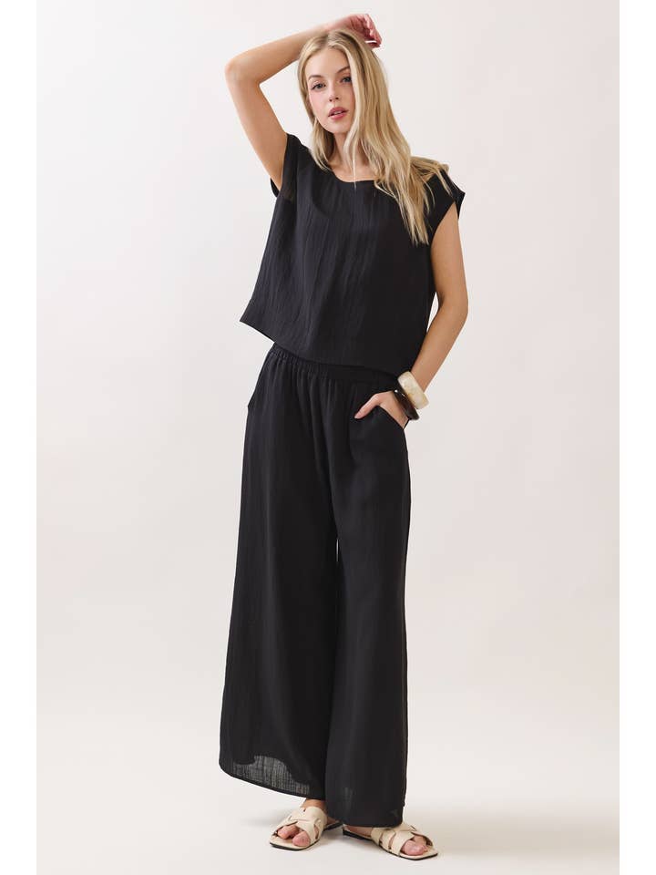 WOVEN WIDE LEG PULL ON PANTS - VNP16207G8 for wholesale by Final Touch