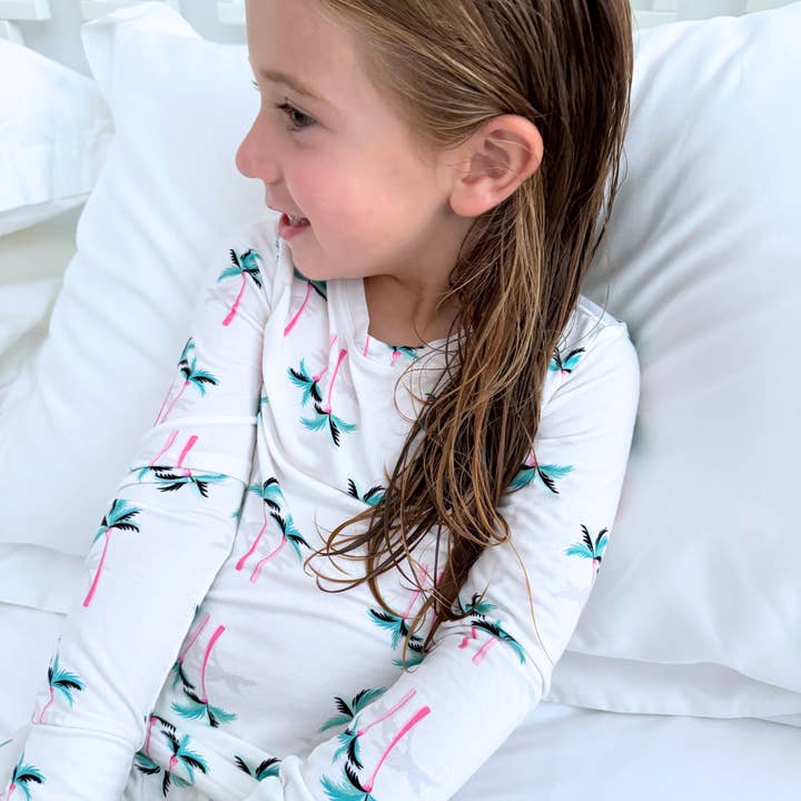 Conjunto de dos piezas blanco Miami Palm Tree para venta al por mayor de Basically Soho