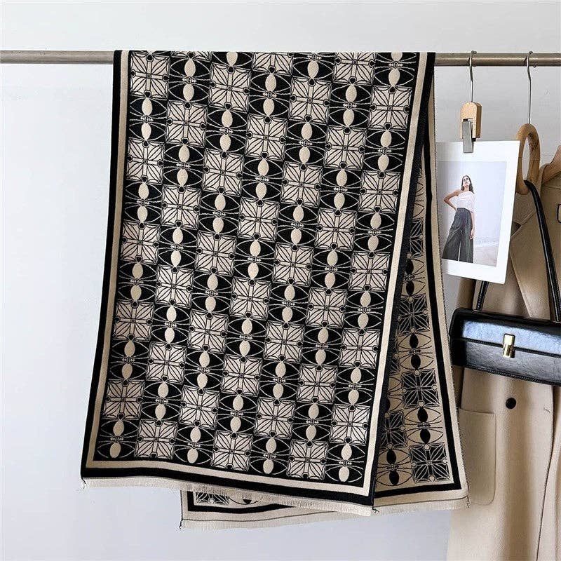 Ekartini - Wholesale Scarf - Women's - Women's Double-Sided Camellia Scarf   Chanel-Style Elegant Warm Neck Warmer Shaw1