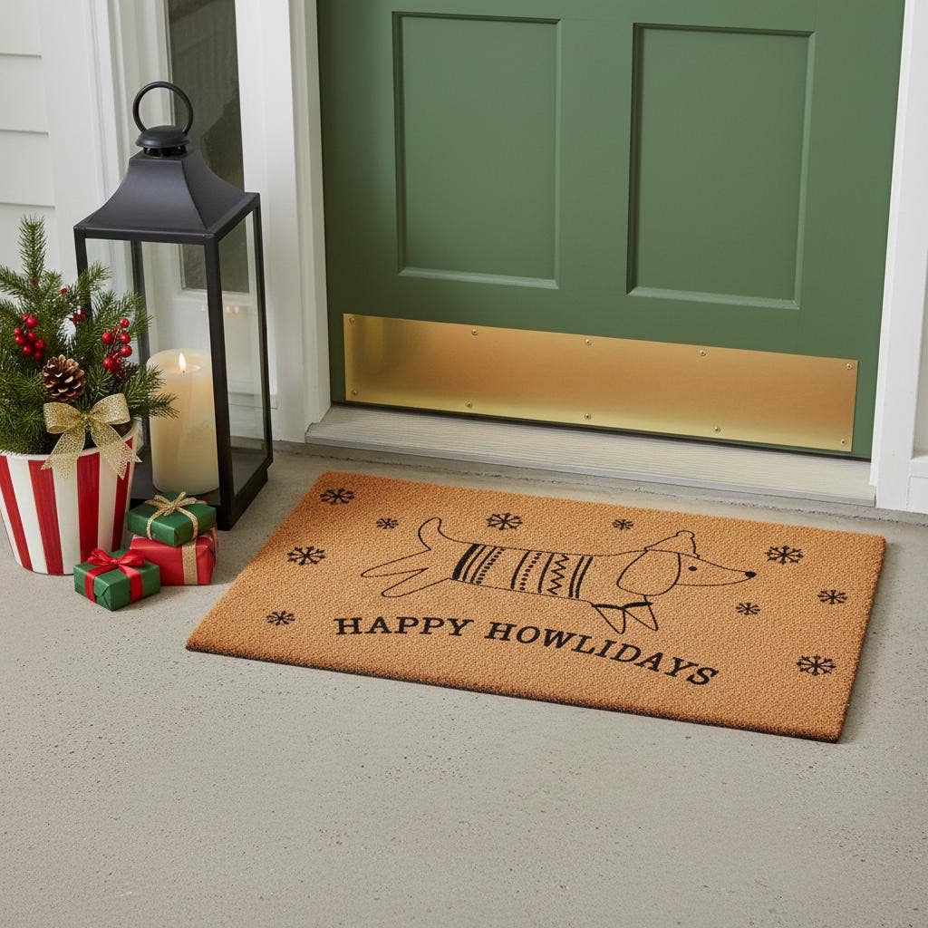 HomeRoots - Wholesale Door Mat - 17" X 29" Brown And Black Christmas Dog Outdoor Coir Door Mat1