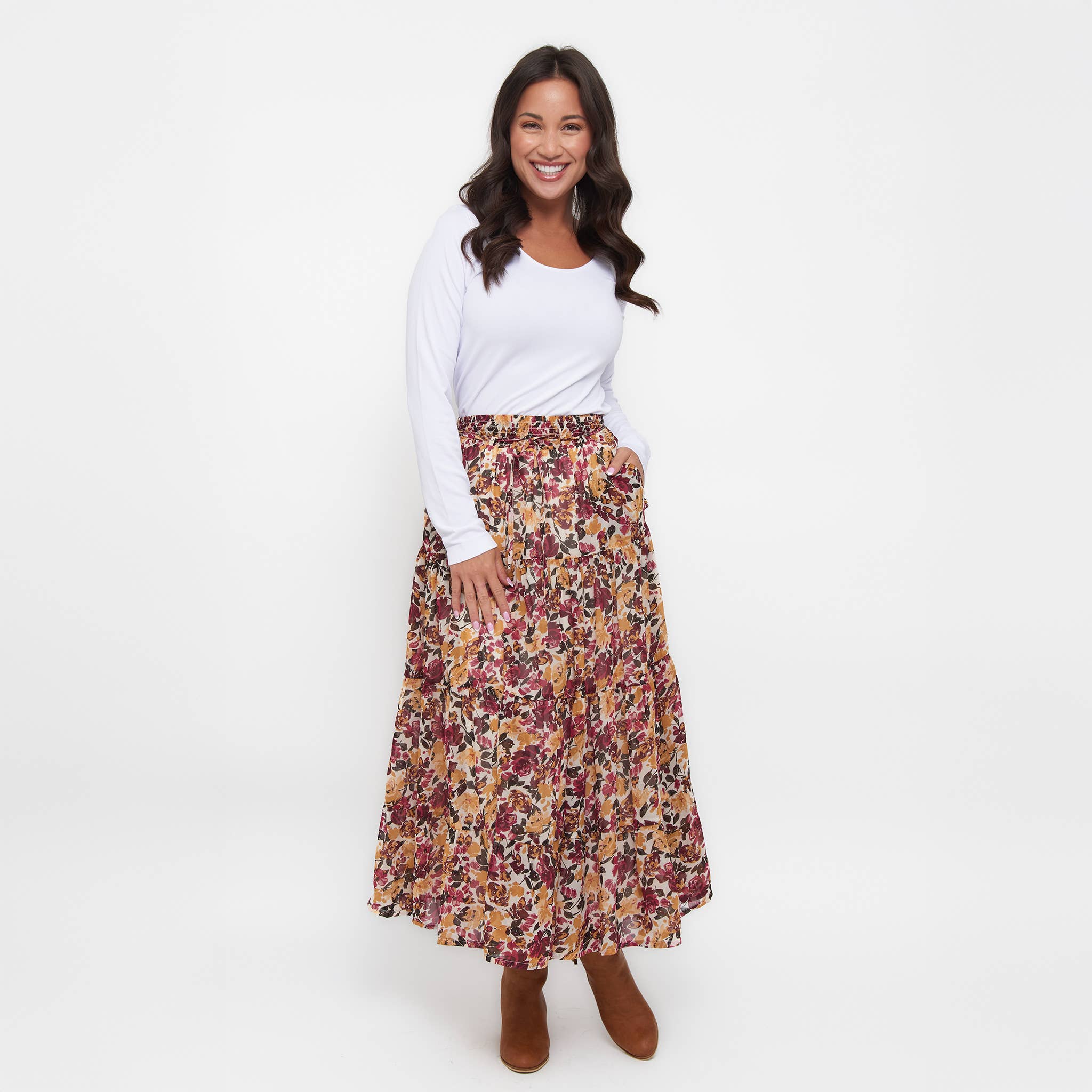 Elsie & Zoey - Vendita all'ingrosso Gonna - Donna - Gonna Maxi a Strati Hazel Georgette5