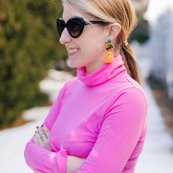 Katie Bartels Jewelry – wholesale Dangle earrings – Red Circle & Tassel Earrings