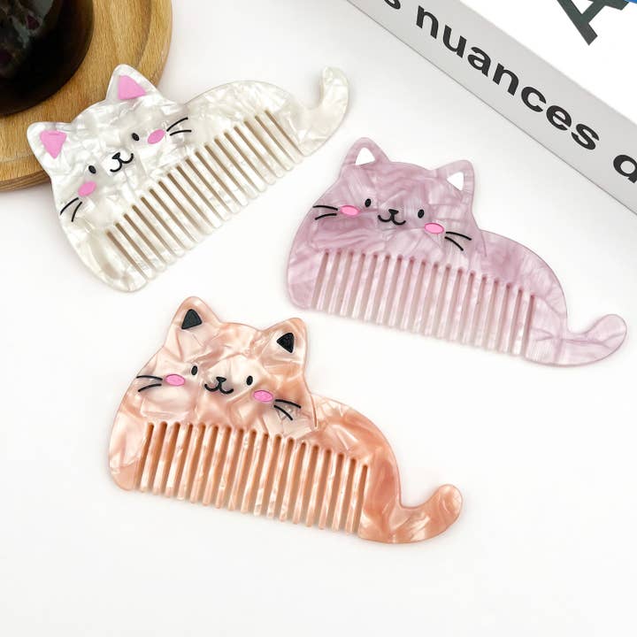 Sød kat acetat hårkam, stilfuldt hårplejetilbehør for engroshandel hos TheDivaSoap