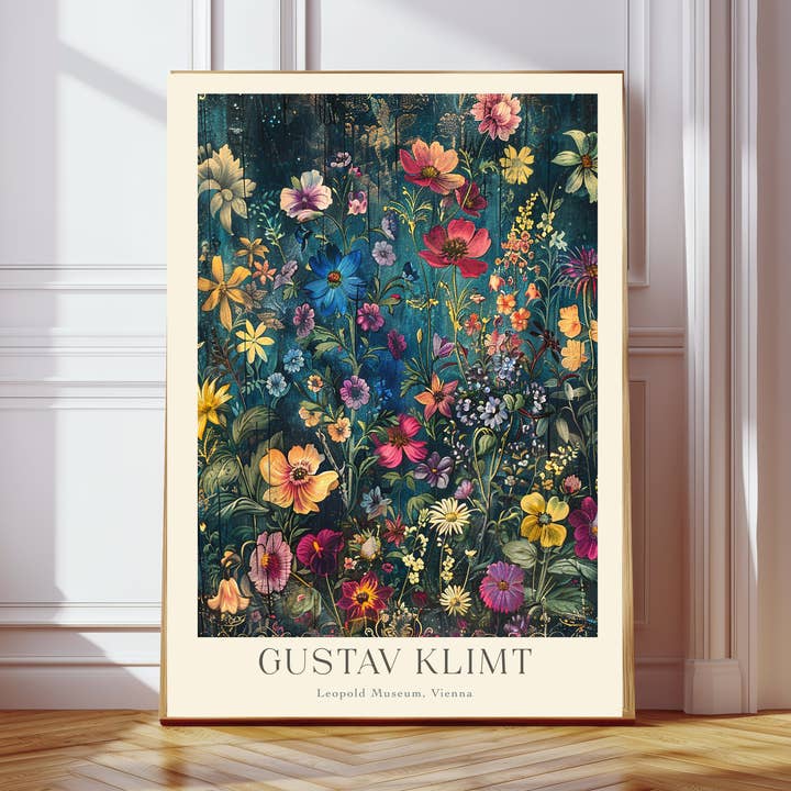 Gustav Klimt Midnight Flowers Art Print for wholesale by Kumo Art Prints