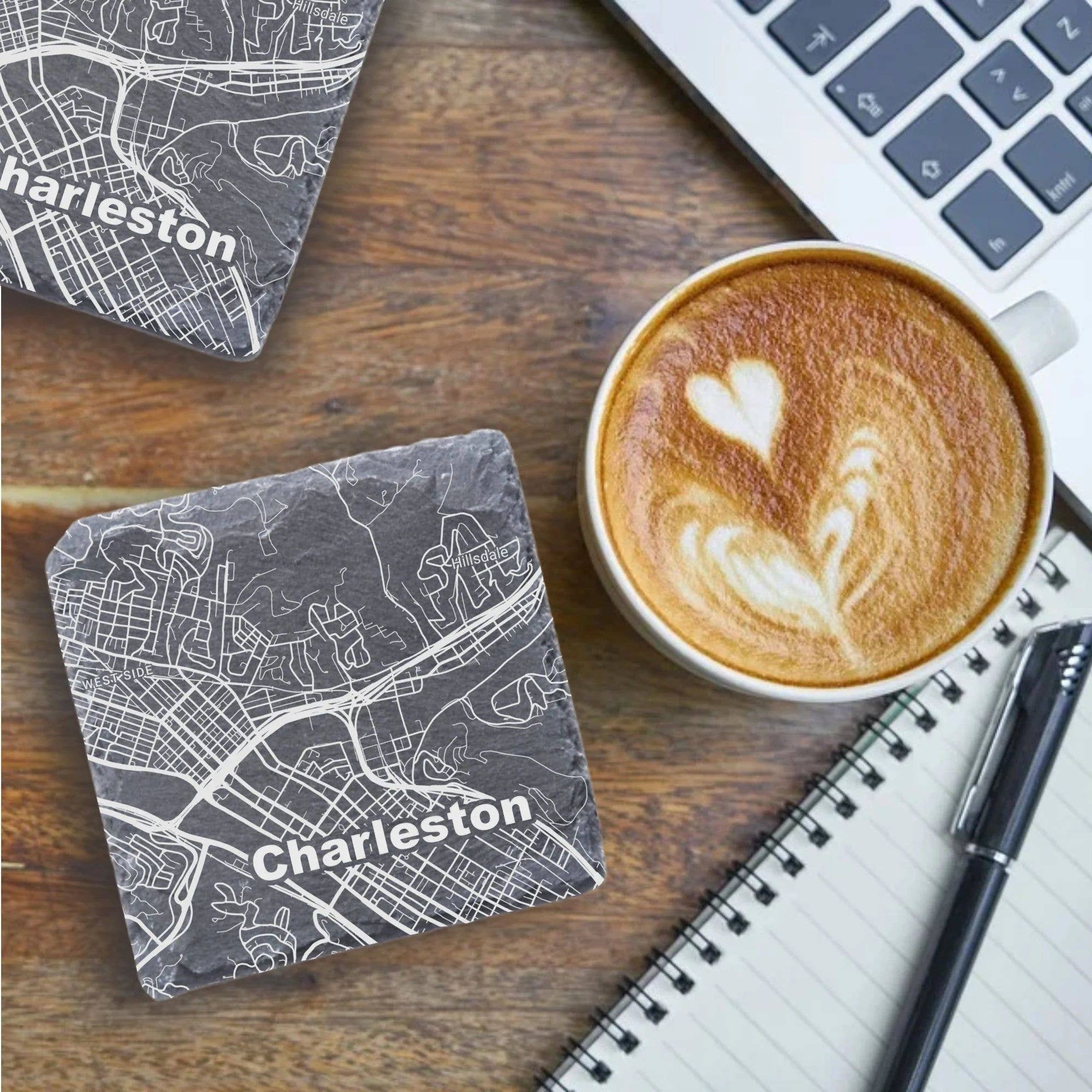 Blue Ridge Mountain Gifts - Wholesale Coasters - Any Custom Map - UV Printed Slate Coasters - Your City/Town2