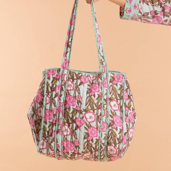 inara – Sacola - Mulher por atacado – Bolsa tote Wild Rose em algodão0