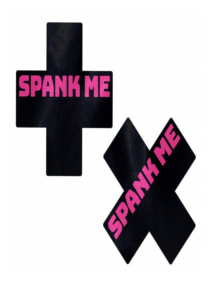 Wholesale Plus 'Spank Me' Black Cross on Neon Pink Base Nipple