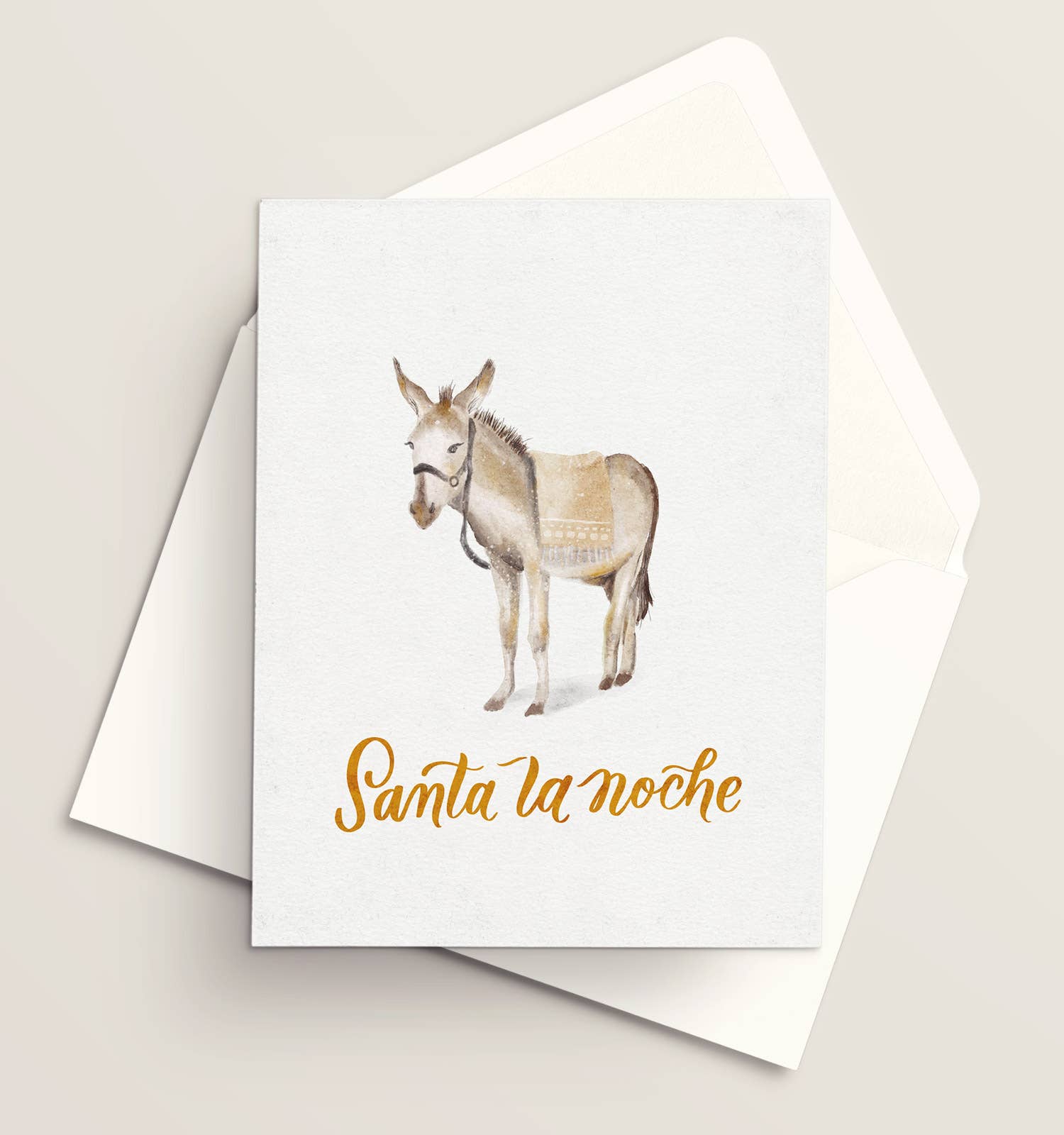 Vivi Furlong - Wholesale Christmas Card - Oh holy night watercolor donkey Christmas greeting card | Christian greeting card | Hand-made greeting card | Holiday greeting card | Christmas cards | Christmas 2025 | Faith-based 2