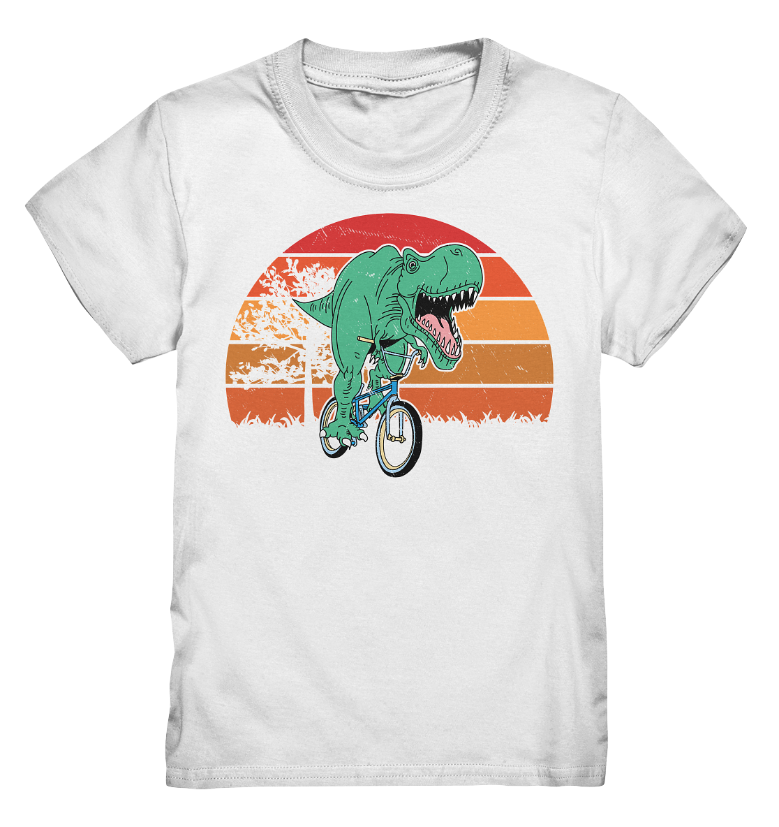 Tigerlino® - Wholesale Screen Printed T-Shirt - Kids - Trex bicycle retro dinosaur kids t-shirt6