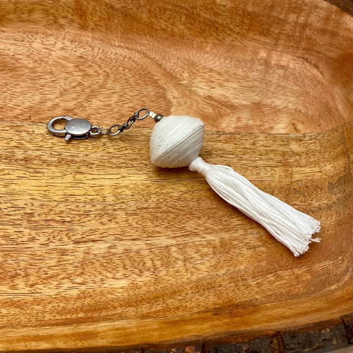 Jumbo Cereal Box Bead Keychain for wholesale by Haiti Fair Trade- Papillon Marketplace