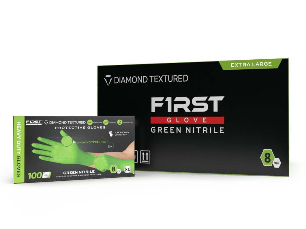 First Glove - Wholesale Cleaning Gloves - First Glove 8 Mil Green Nitrile Case of 1000/CT 5