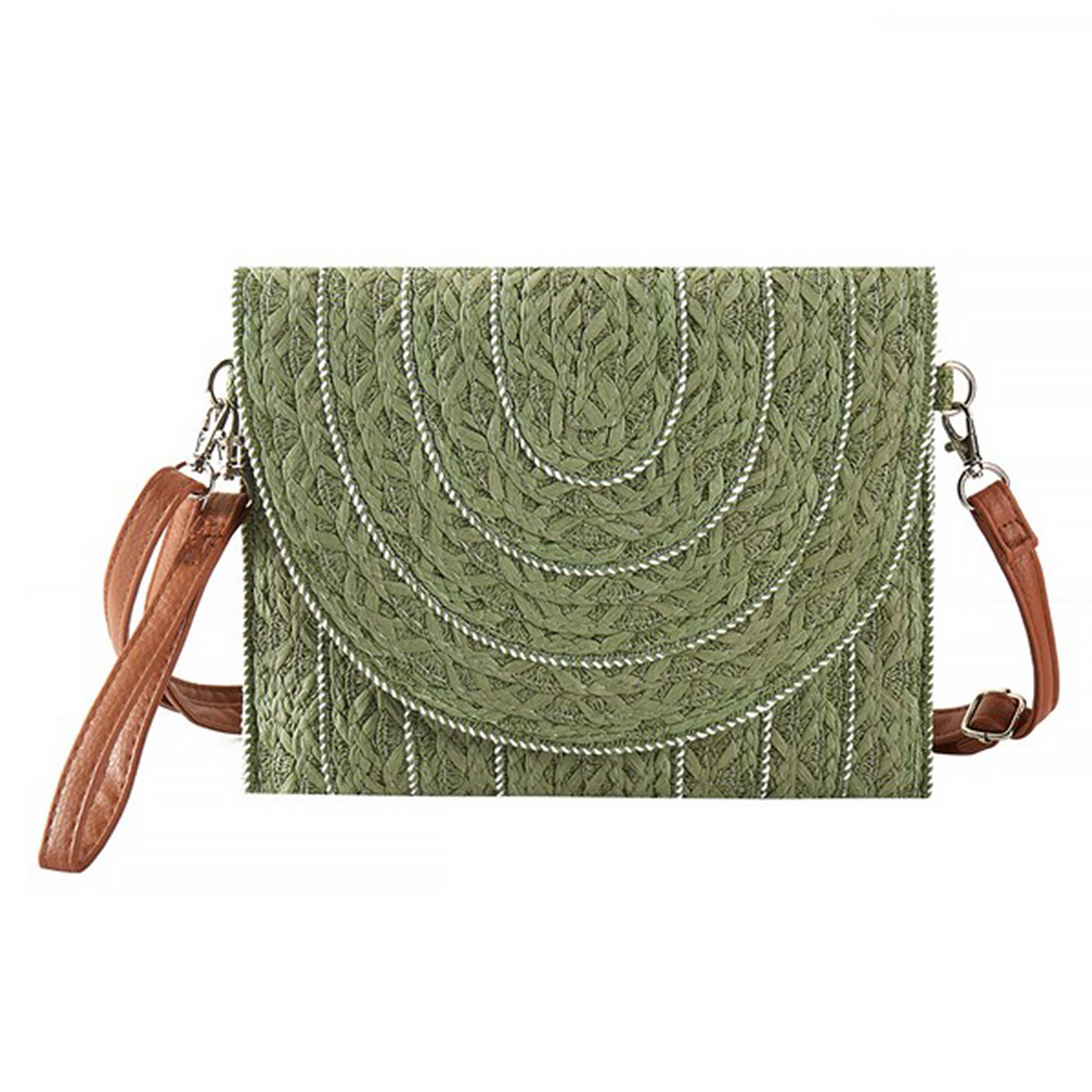 Hana – Bolsa - Mulher por atacado – Mala a Tiracolo de Palha com Design de Costura Decorativa3