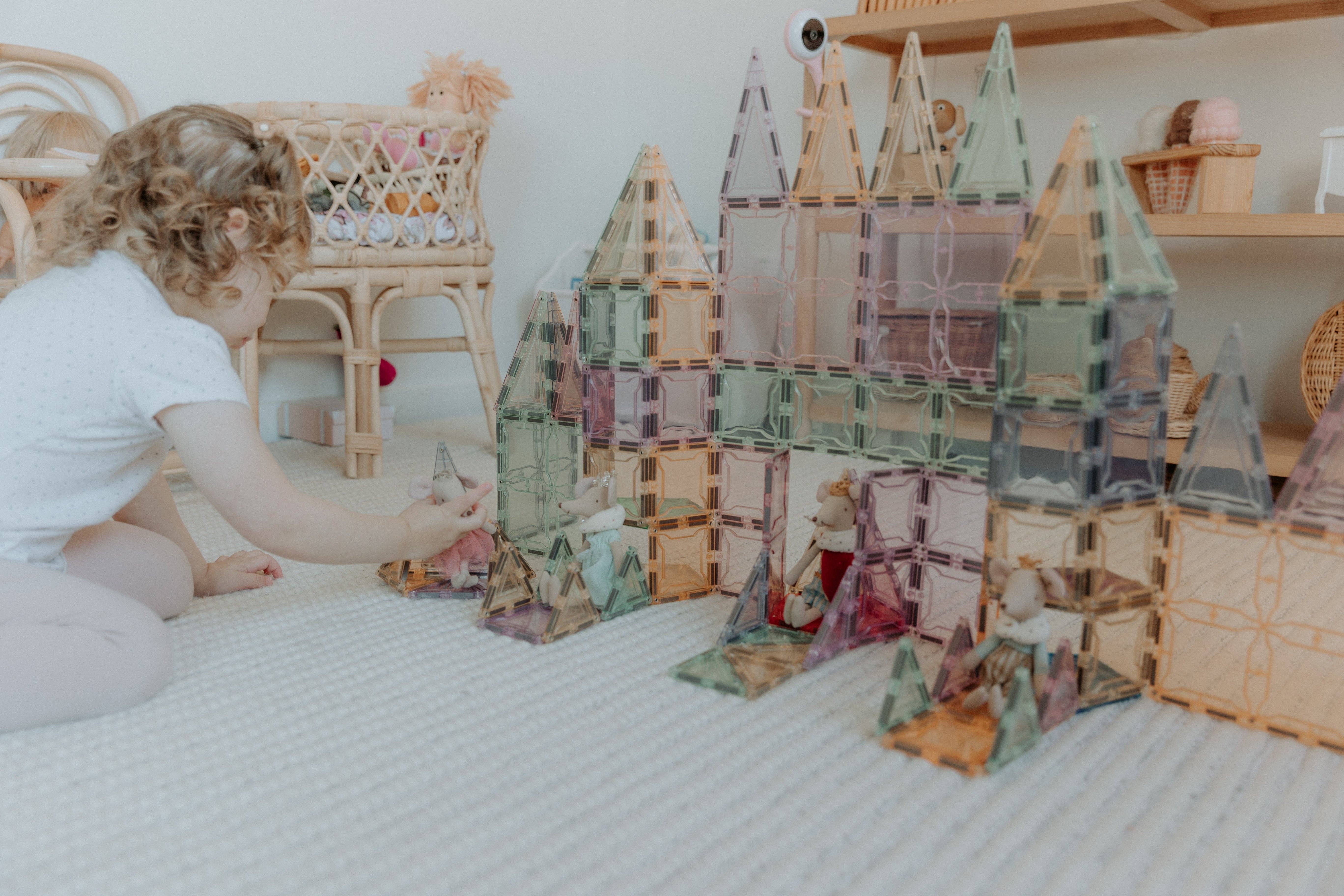 Play Planet - Wholesale Building Set - Kids - 102 Pieces Light Colors Pastel Set Magnetic Tiles | MAGBLOX®11