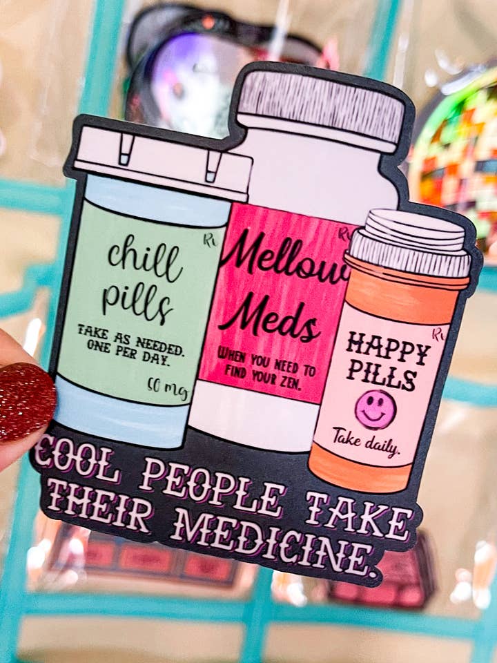 Cool People Take Their Medicine Sticker for wholesale by Sharp Thoughtlings