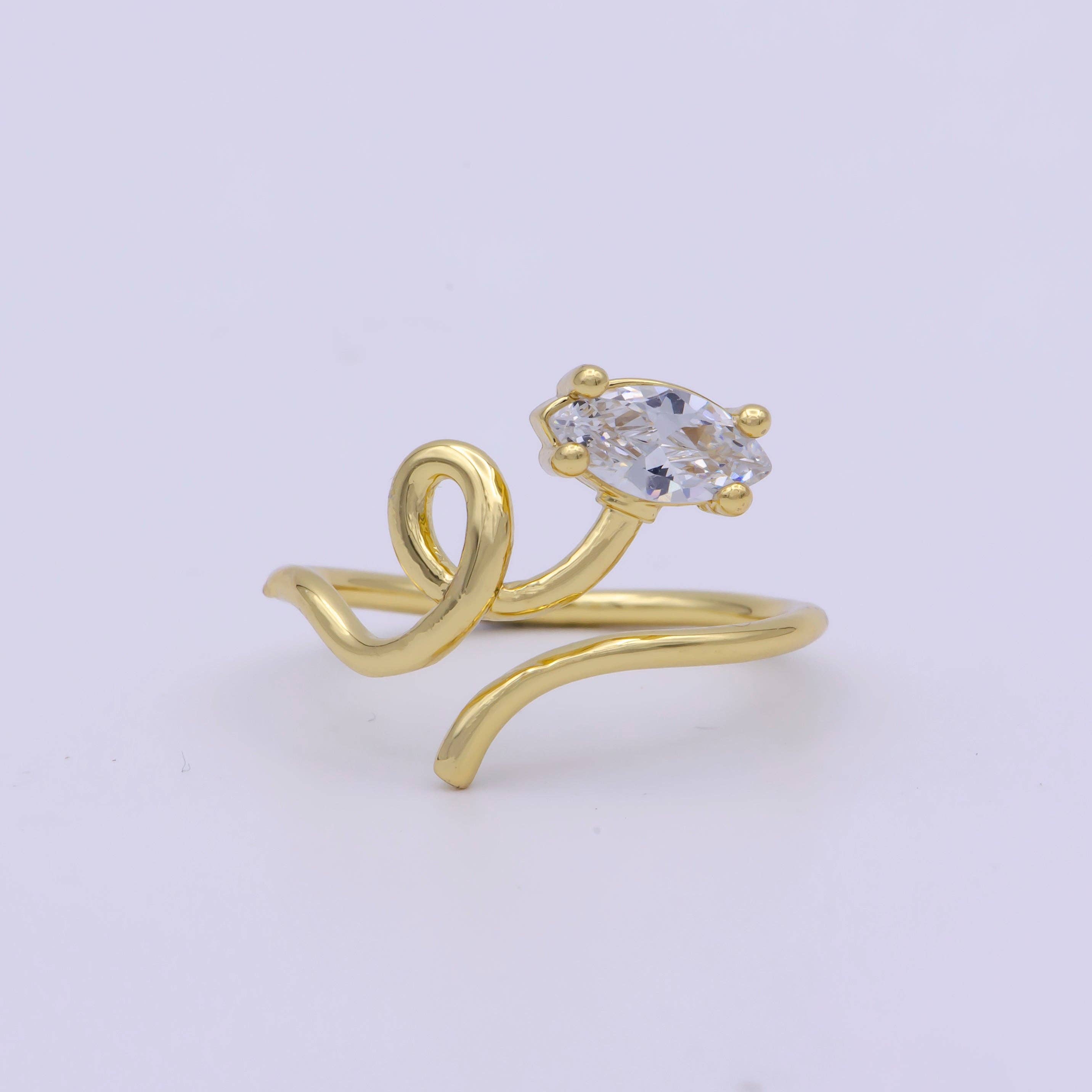 Aim Eternal - Wholesale Single Stone/Solitaire Ring - Vine Snake Shape Jewelry Rings Slim Gold Filled jewelry Party ring Gift idea0