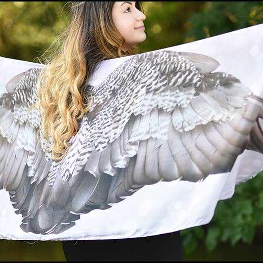 Grey and White Spotted Wing Scarf for wholesale by Fresh Prints of CT