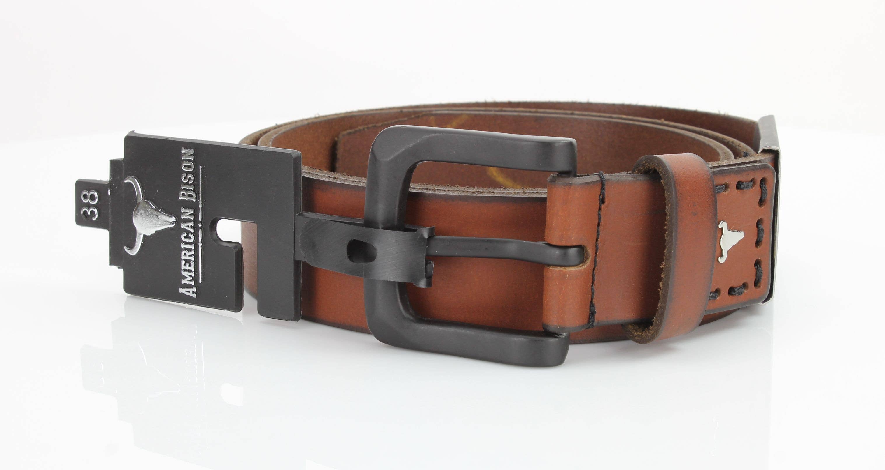 Leather Impressions Inc - Vente Ceinture – unisexe - Ceinture en cuir classique avec coutures fines et logo - ABB 01033