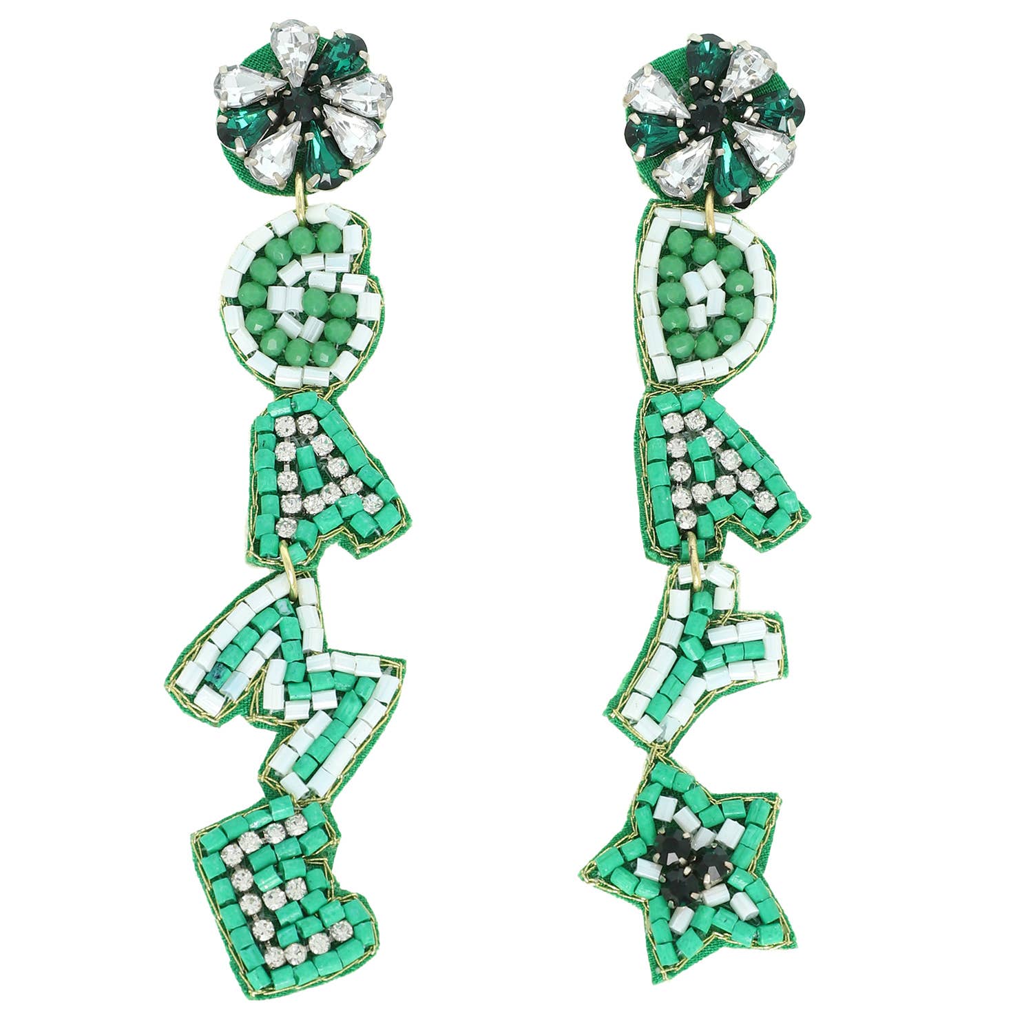 SP Sophia Collection - Wholesale Dangle Earrings - Game Day Letter Beaded Rhinestone Post Earrings 6