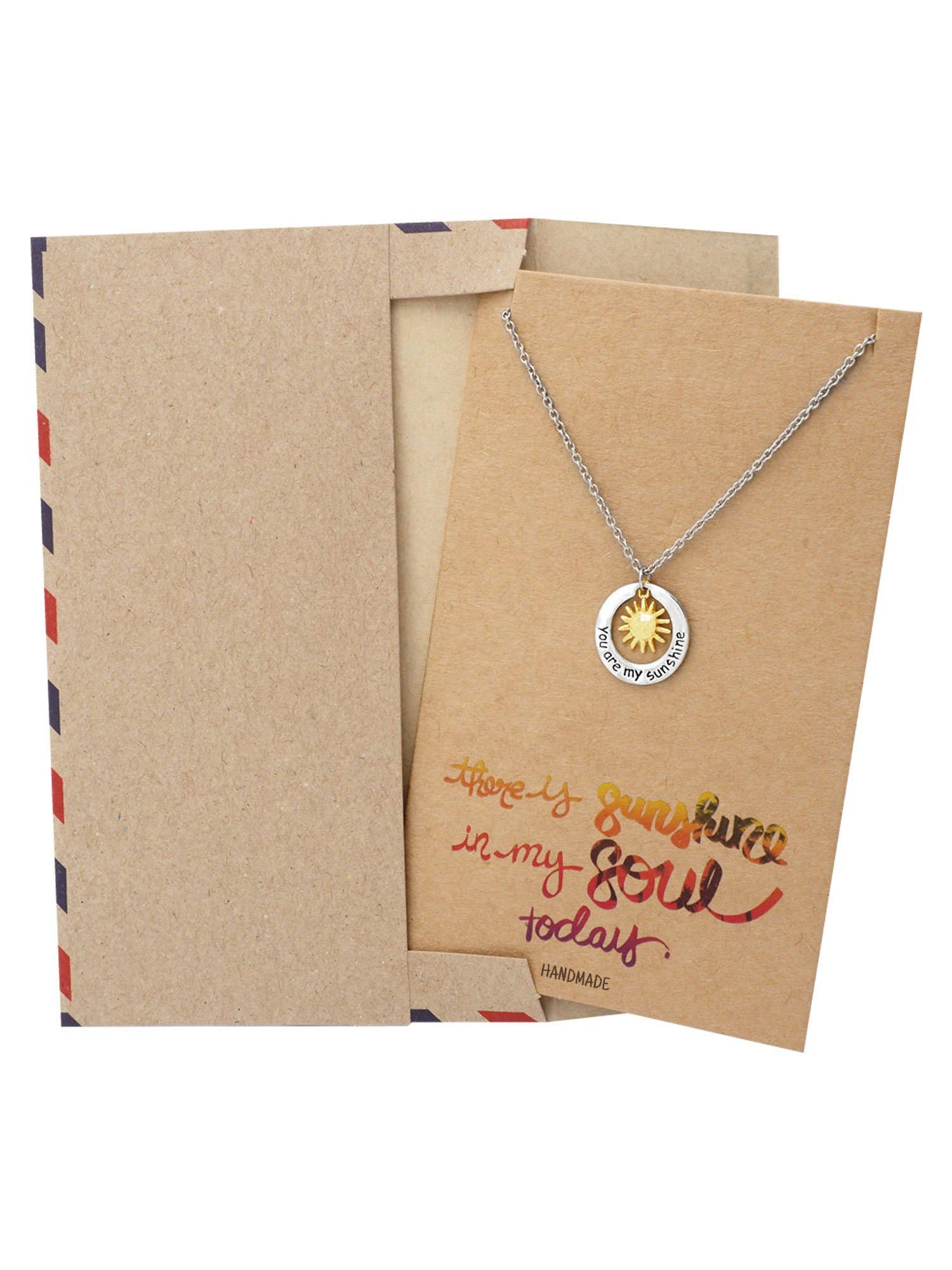 Quan Jewelry - Wholesale Pendant/Charm Necklace - Liv You Are My Sunshine Necklace Engraved Gifts Jewelry Gree3