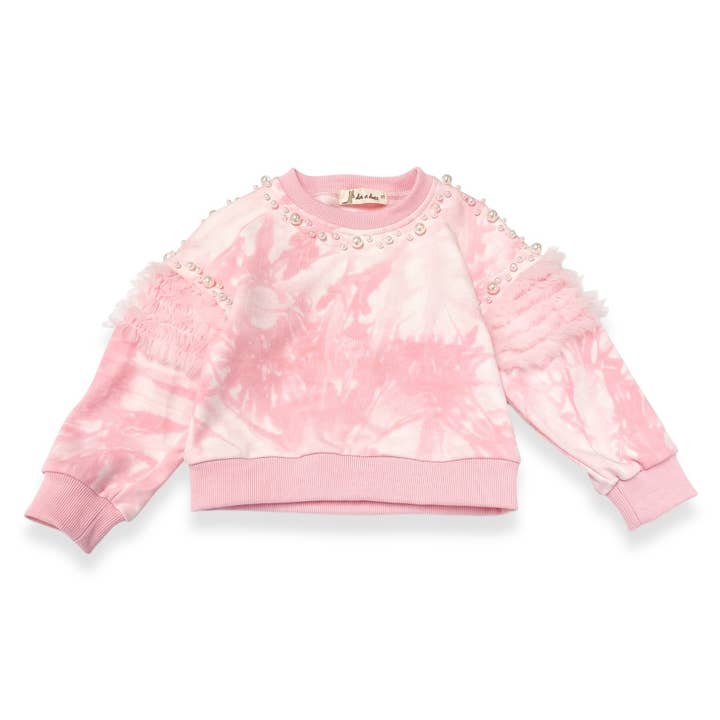 Sudadera Teñida con Lazo y Adorno de Perlas 17113-T para venta al por mayor de Doe a Dear