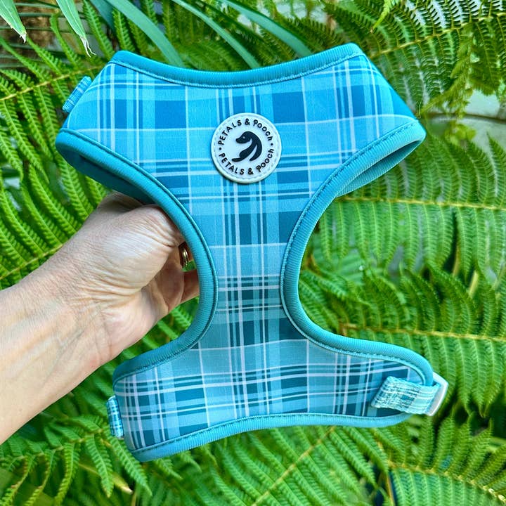 Coastal Plaid Adjustable Harness for wholesale by Petals & Pooch