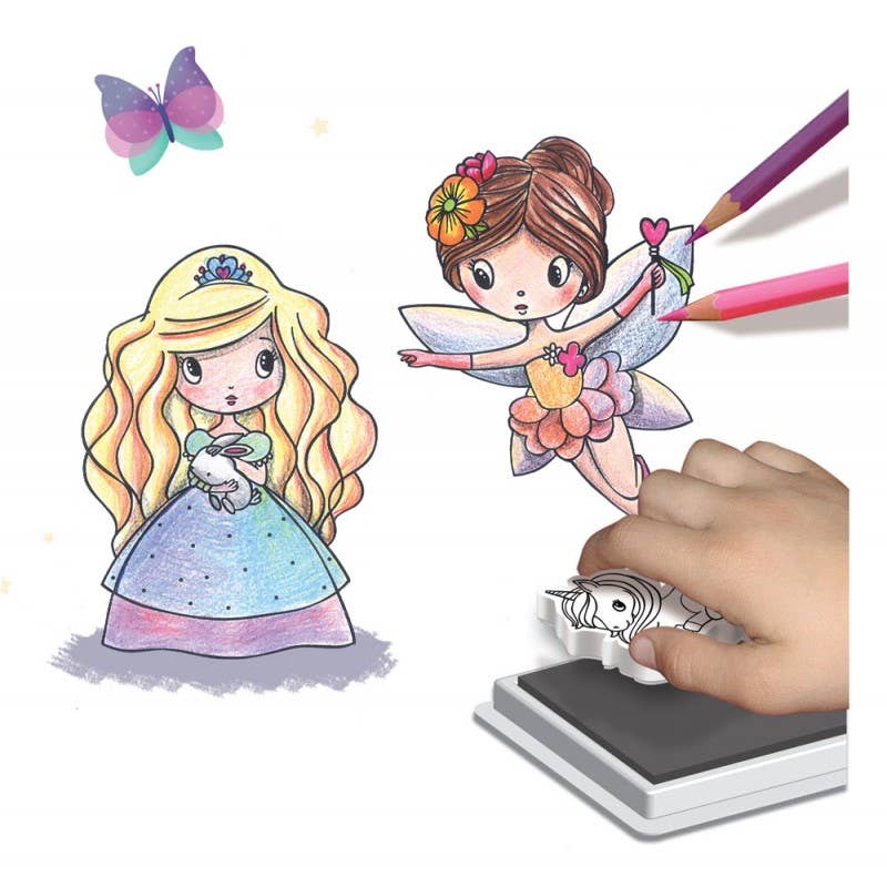 Créa Lign' - Vente Tampon encreur/décoratif – enfant et bébé - Personnages à tamponner : Princesses et fées2