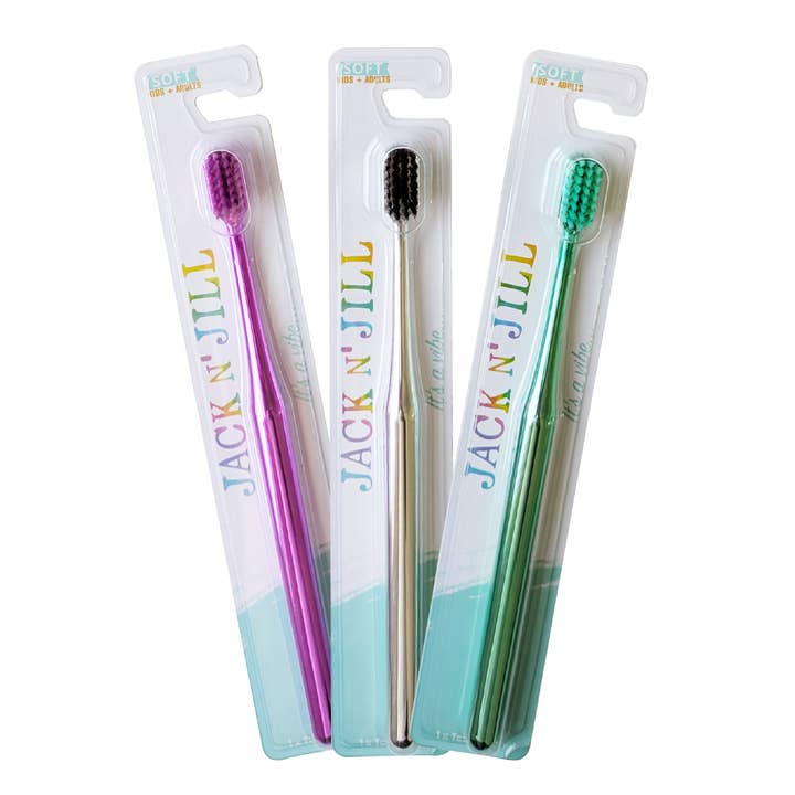 Jack N' Jill Toothbrush Chrome Assorted Soft and other Purchase Wholesale personalized toothbrushes. Free Returns & Net 60 Terms on Faire trending on Faire.