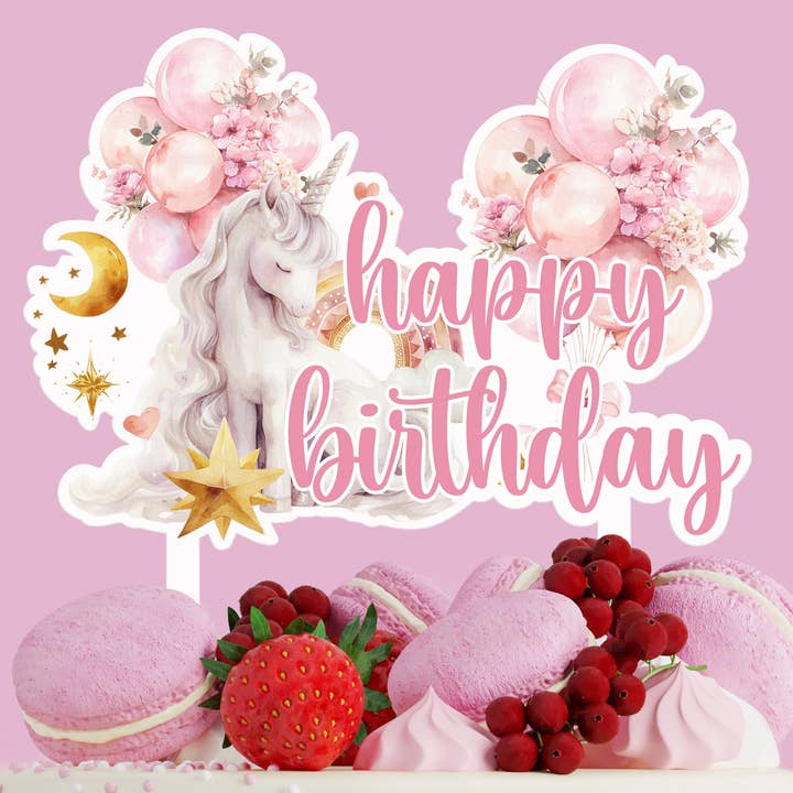 Unicorn Cake Topper, Magical Happy Birthday Topper, Acrylic and other Purchase Wholesale unicorn cake topper. Free Returns & Net 60 Terms on Faire trending on Faire.