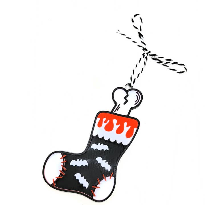 Spooky Christmas Stocking 3D Printed Ornament for wholesale by Printy Vibes
